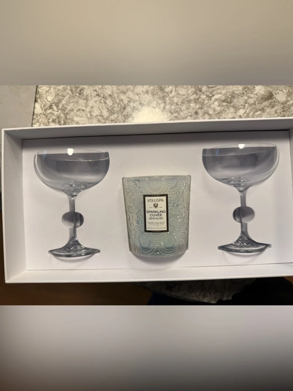 Voluspa Sparkling Cuvée Signature Candle & Glass Set